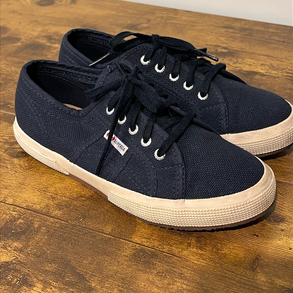 SUPERGA COTU 2750 Canvas Casual Sneakers Kids 2 Classic Navy  Sneakers Like New - Picture 2 of 9